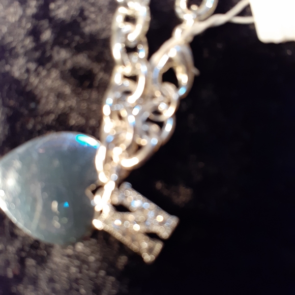 Jewelry - Silver Heart Charm Bracelet Crystsl Initial N